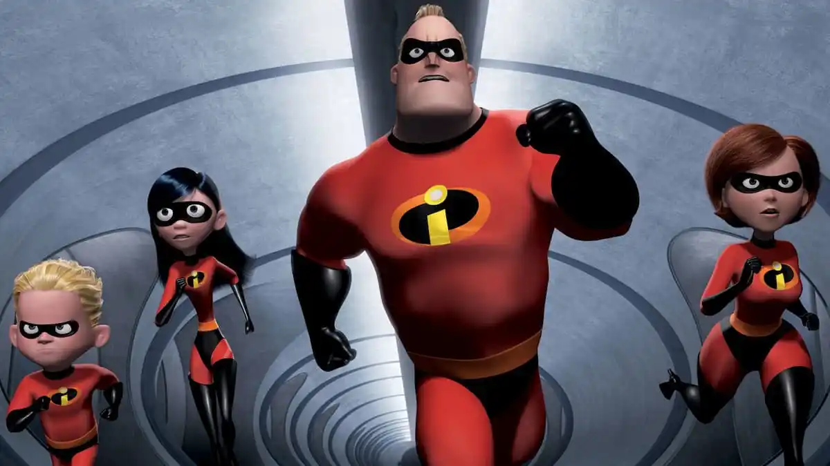 The Incredibles are running in a tunnel. 