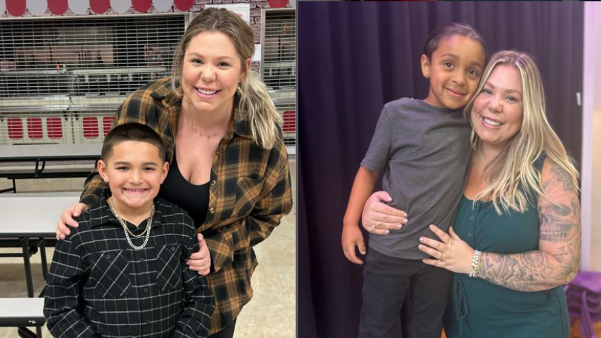 A ex-estrela de reality shows Kailyn Lowry com seus filhos.