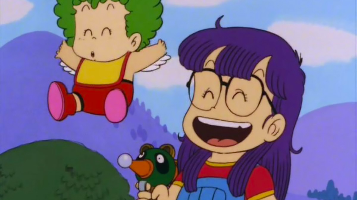 Arale from Dr.Slump smiling