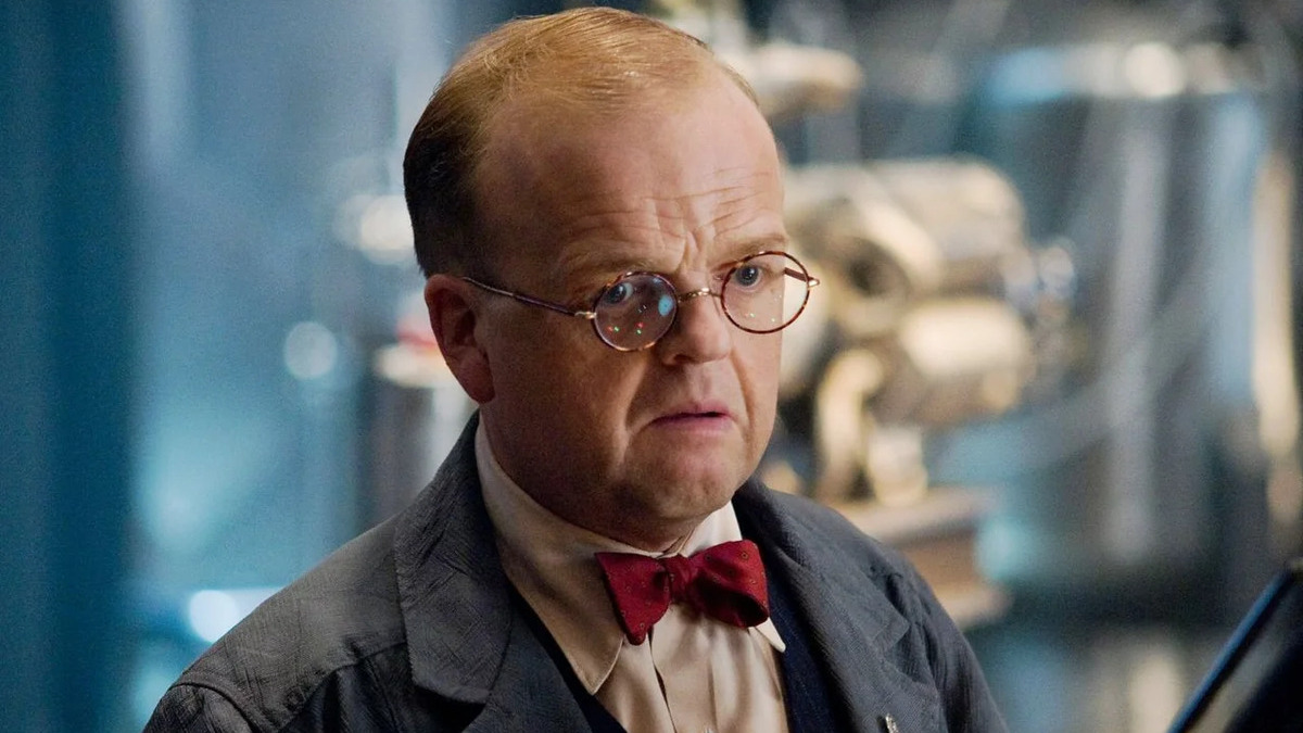 Toby Jones as Dr. Armin Zola in a HYDRA laboratory in Captain America: The First Avenger. 