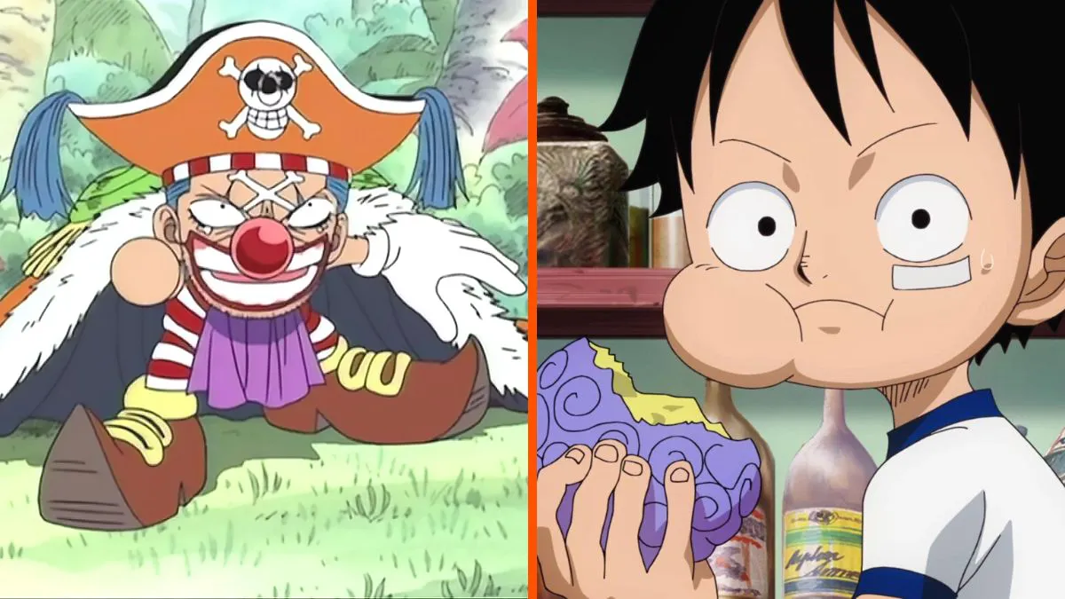 Buggy and Luffy from One Piece side-by-side comparison 