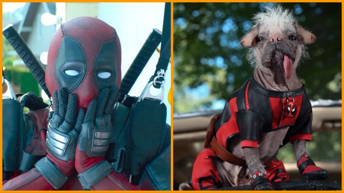 Deadpool coves his mouth in awe in a screenshot from Deadpool 2/Dogpool first-look image from Deadpool 3