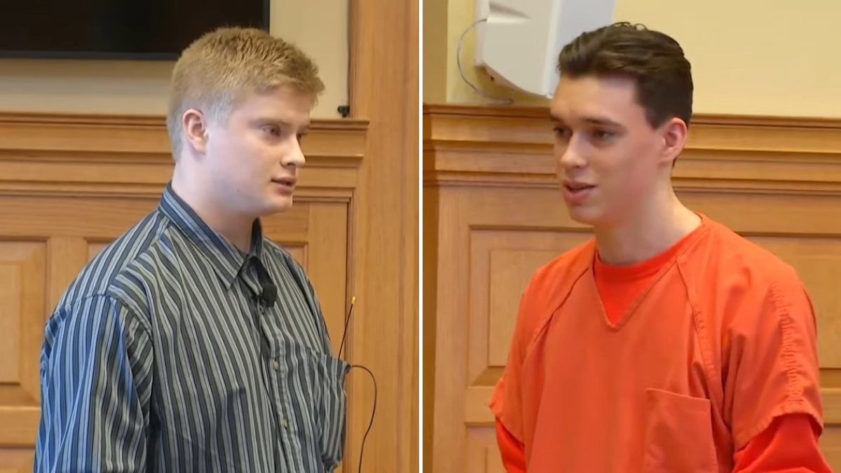 Jeremy Goodale and Willard Miller in court montage