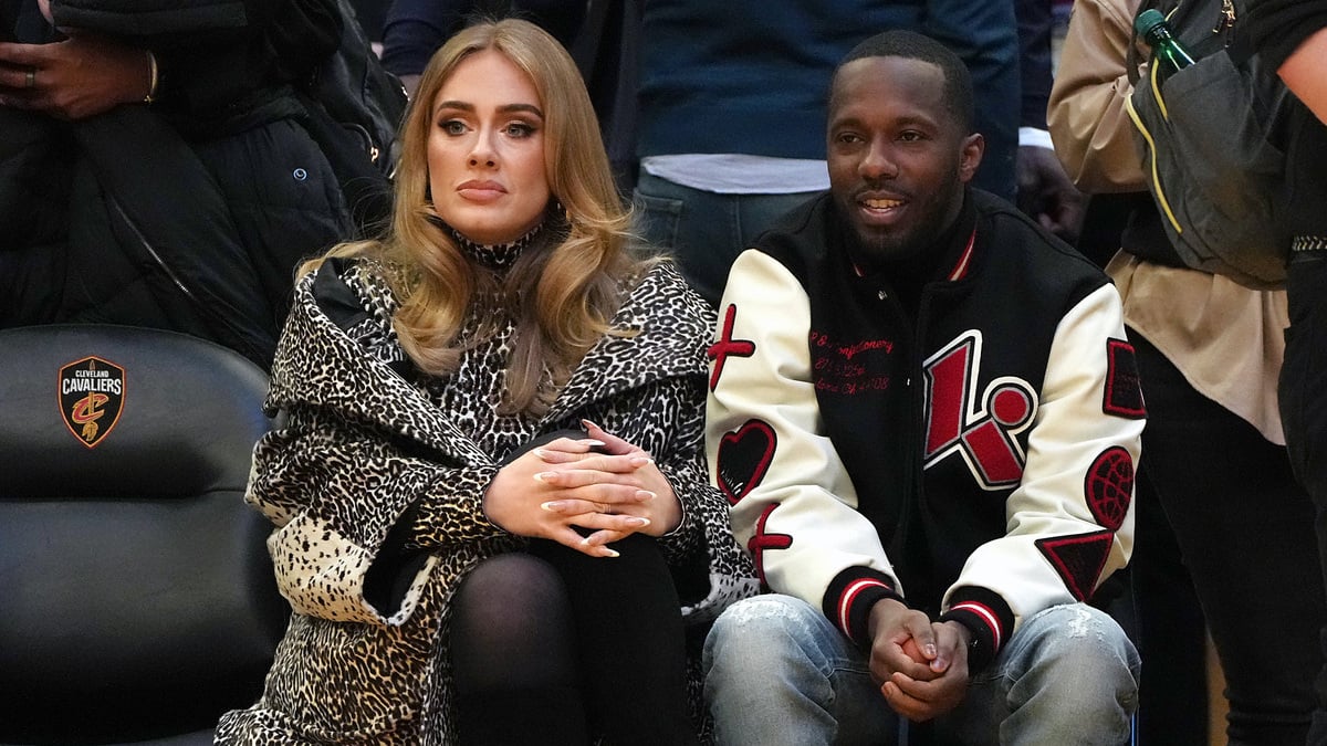 (L-R) Adele and Rich Paul attend the 2022 NBA All-Star Game at Rocket Mortgage Fieldhouse on February 20, 2022 in Cleveland, Ohio.  