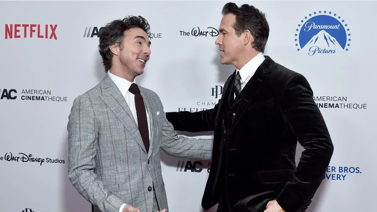 BEVERLY HILLS, CALIFORNIA - NOVEMBER 17: (L-R) Shawn Levy and honoree Ryan Reynolds pose in the press room during the 36th Annual American Cinematheque Award Ceremony honoring Ryan Reynolds at The Beverly Hilton on November 17, 2022 in Beverly Hills, California.