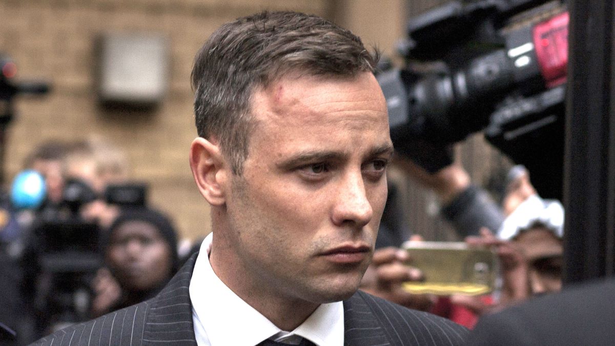 Oscar Pistorius leaves the North Gauteng High Court after the finish of his first of sentencing on June 13, 2016 in Pretoria, South Africa. Having had his conviction upgraded to murder in December 2015, Paralympian athlete Oscar Pistorius is attending his sentencing hearing and will be returned to jail for the murder of his girlfriend, Reeva Steenkamp, on February 14th 2013. The hearing is expected to last five days. (Photo by Charlie Shoemaker/Getty Images)