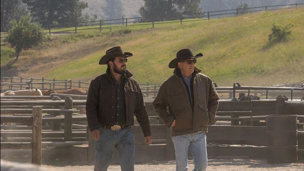 John and Rip survey the ranch in 'Yellowstone'
