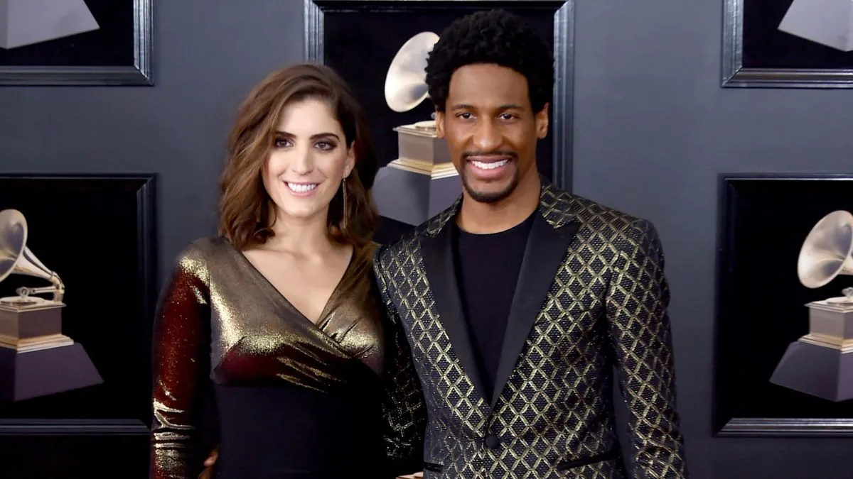 NEW YORK, NY - JANUARY 28: Recording artist Jon Batiste (R) and Suleika Jaouad attend the 60th Annual GRAMMY Awards at Madison Square Garden on January 28, 2018 in New York City. (Photo by Mike Coppola/FilmMagic)