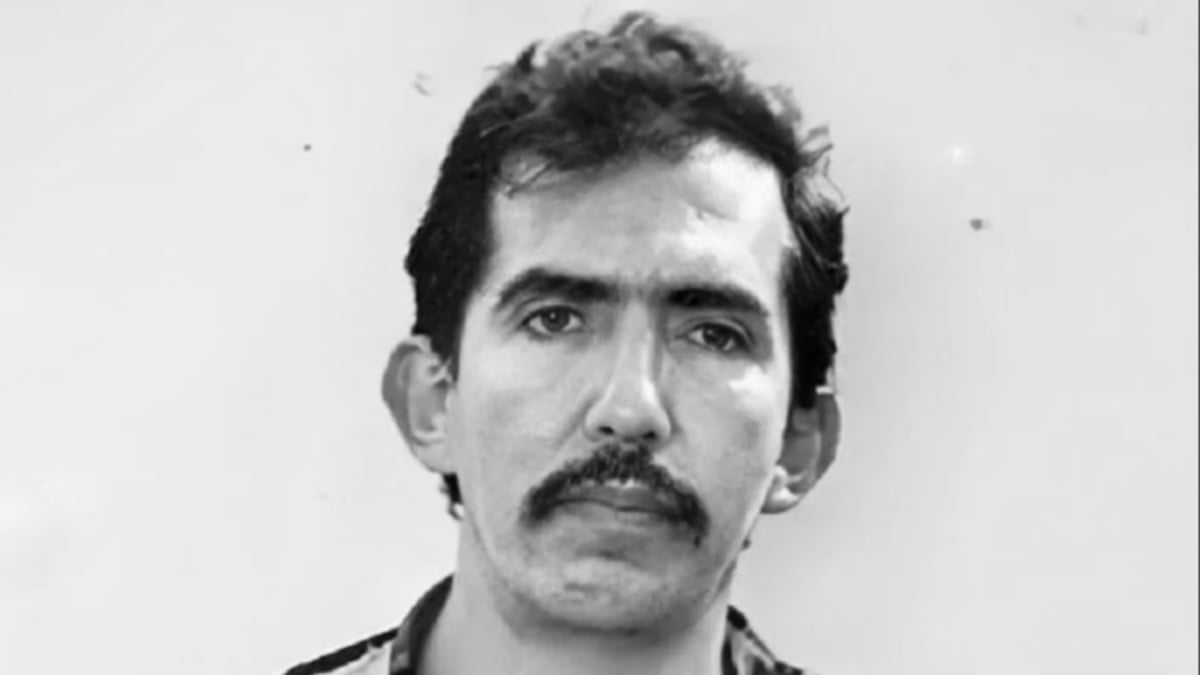 A mugshot of the Colombian serial killer, Luis Garavito, captured by the Colombian National Police in 1999