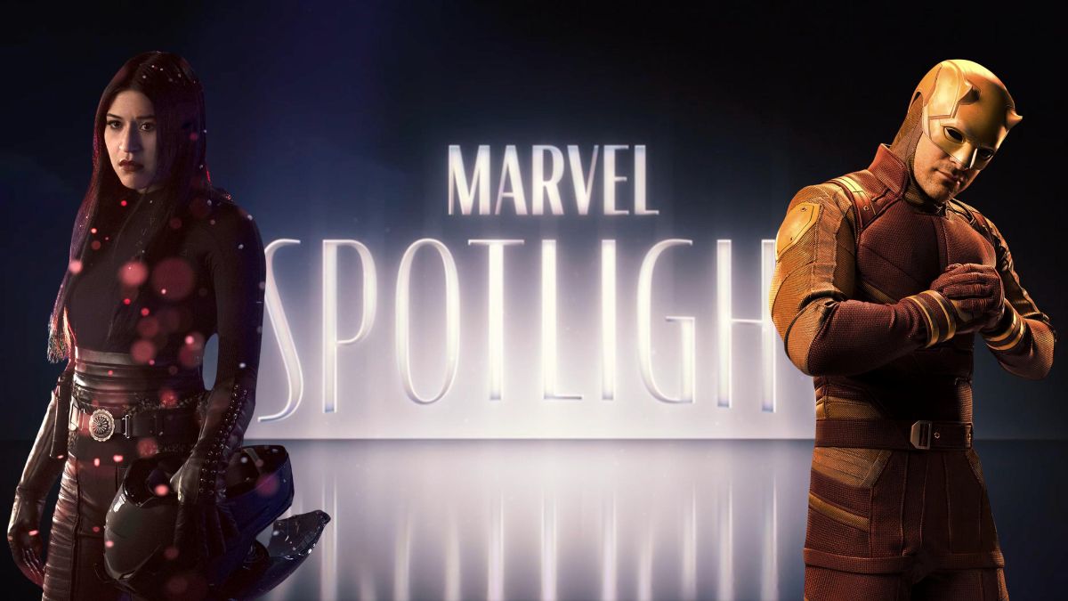 Promo images of Echo and Daredevil superimposed over the Marvel Spotlight banner.