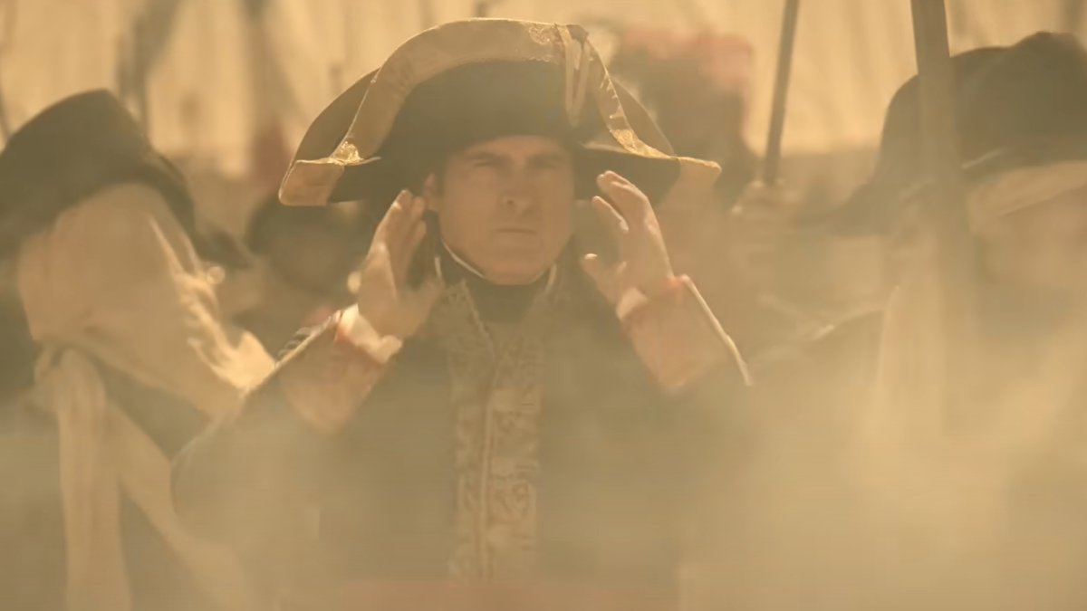 Napoleon covering his little ears in the desert