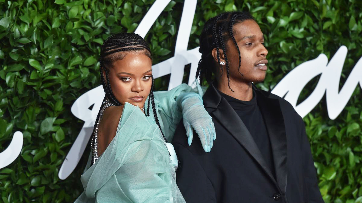 LONDON, ENGLAND - DECEMBER 02: ASAP Rocky and Singer Rihanna arrives at The Fashion Awards 2019 held at Royal Albert Hall on December 02, 2019 in London, England. (Photo by Stephane Cardinale - Corbis/Corbis via Getty Images)