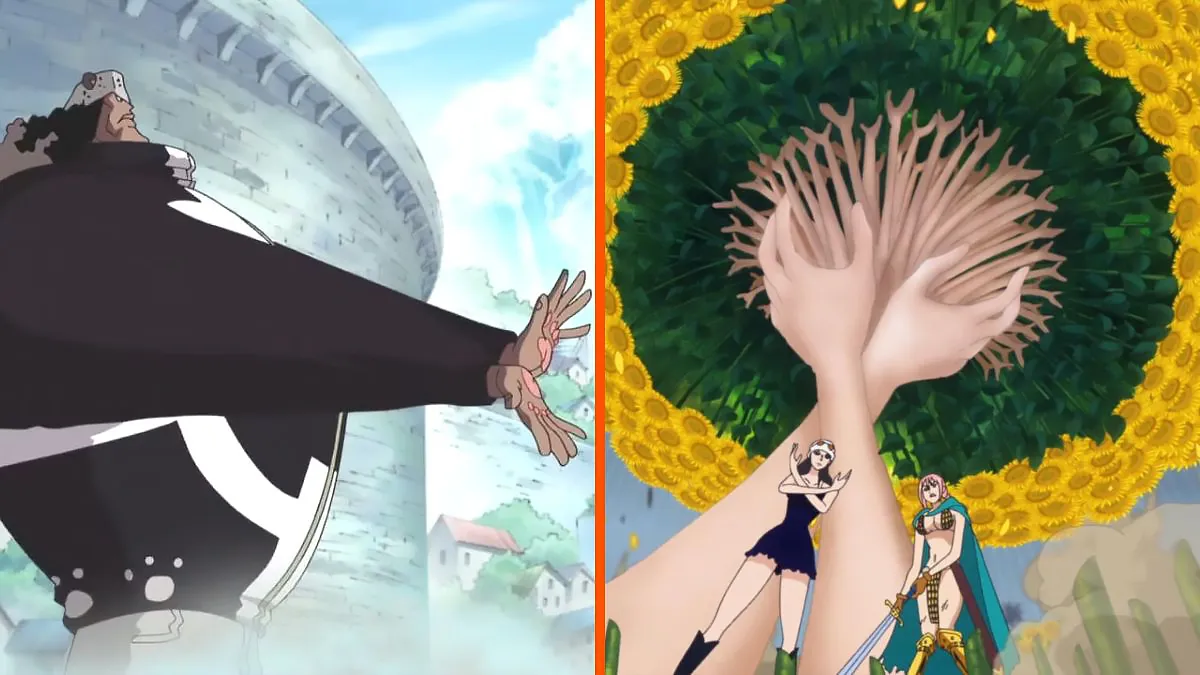 Robin and Rebecca in dressrosa, and Kuma in Sabaody, One Piece