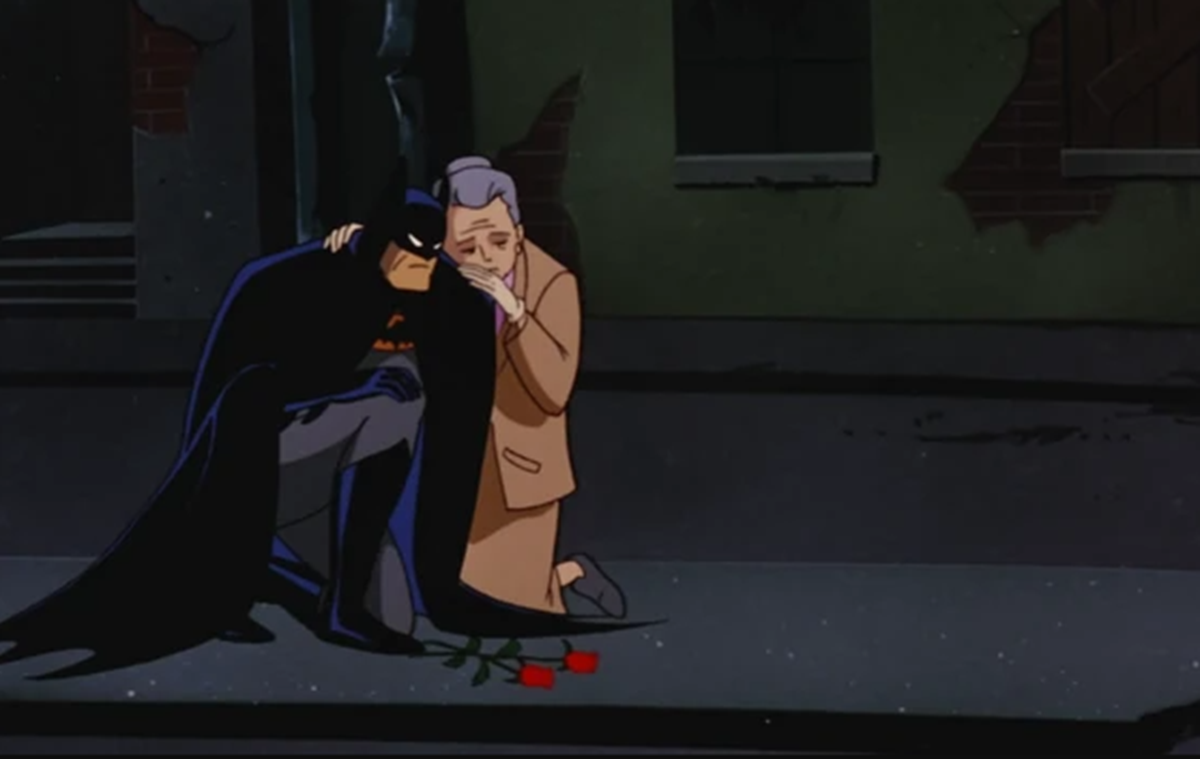 Batman and Dr. Tompkins in Crime Alley.