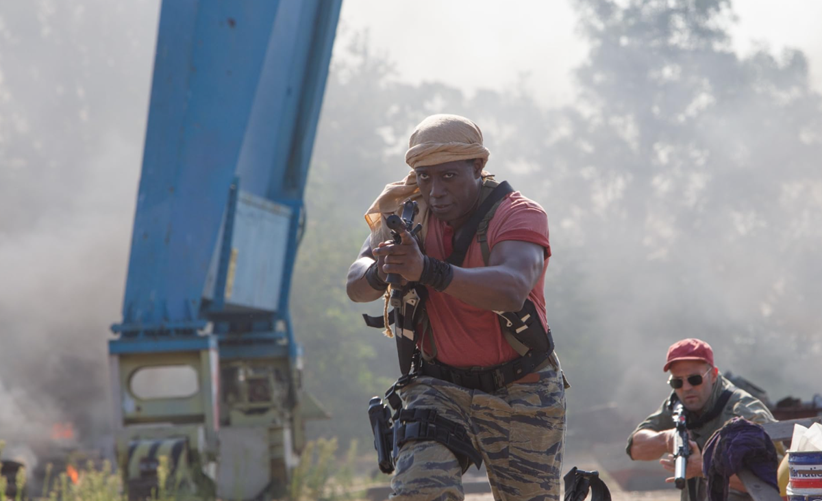 Wesley Snipes and Jason Statham in The Expendables 3 (2014).