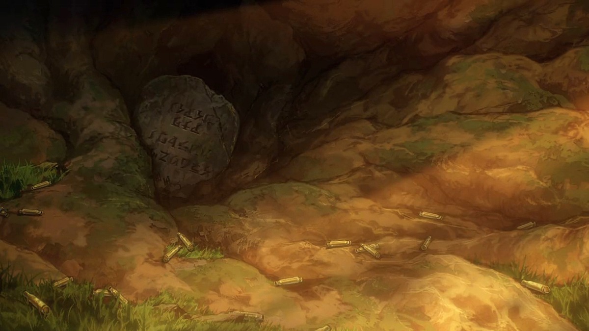 Eren Jaeger's headstone surrounded by bullets in the 'Attack on Titan' finale.