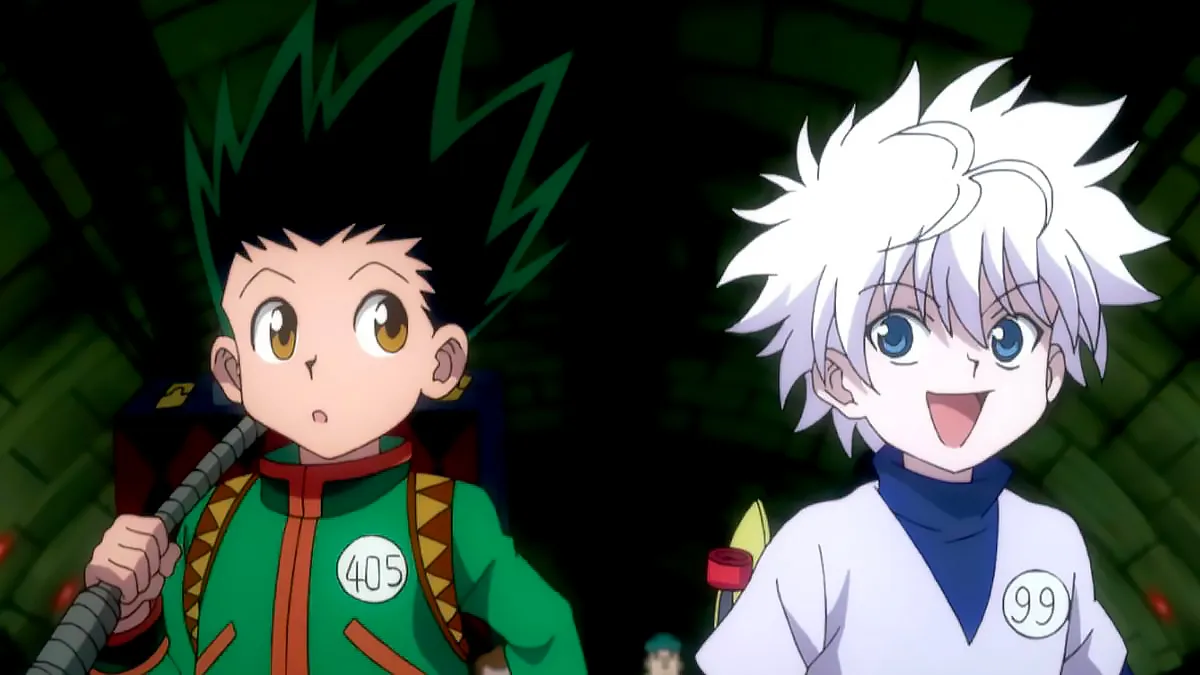 Lexica - Vintage anime screenshot from Gon and Killua of Hunter x Hunter,  90's anime aesthetic. A stunning maximalist screenshot of the two. They  are...