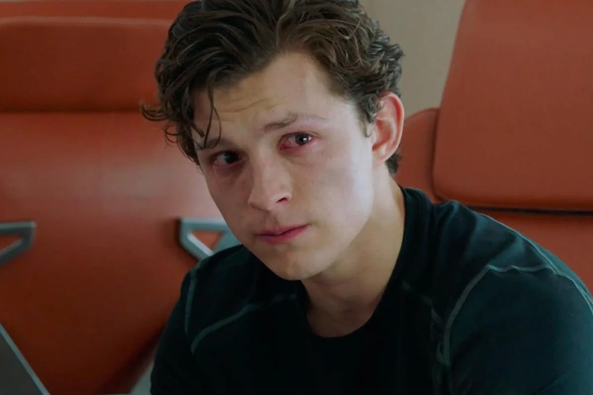 Peter Parker is crying in Spider-Man.