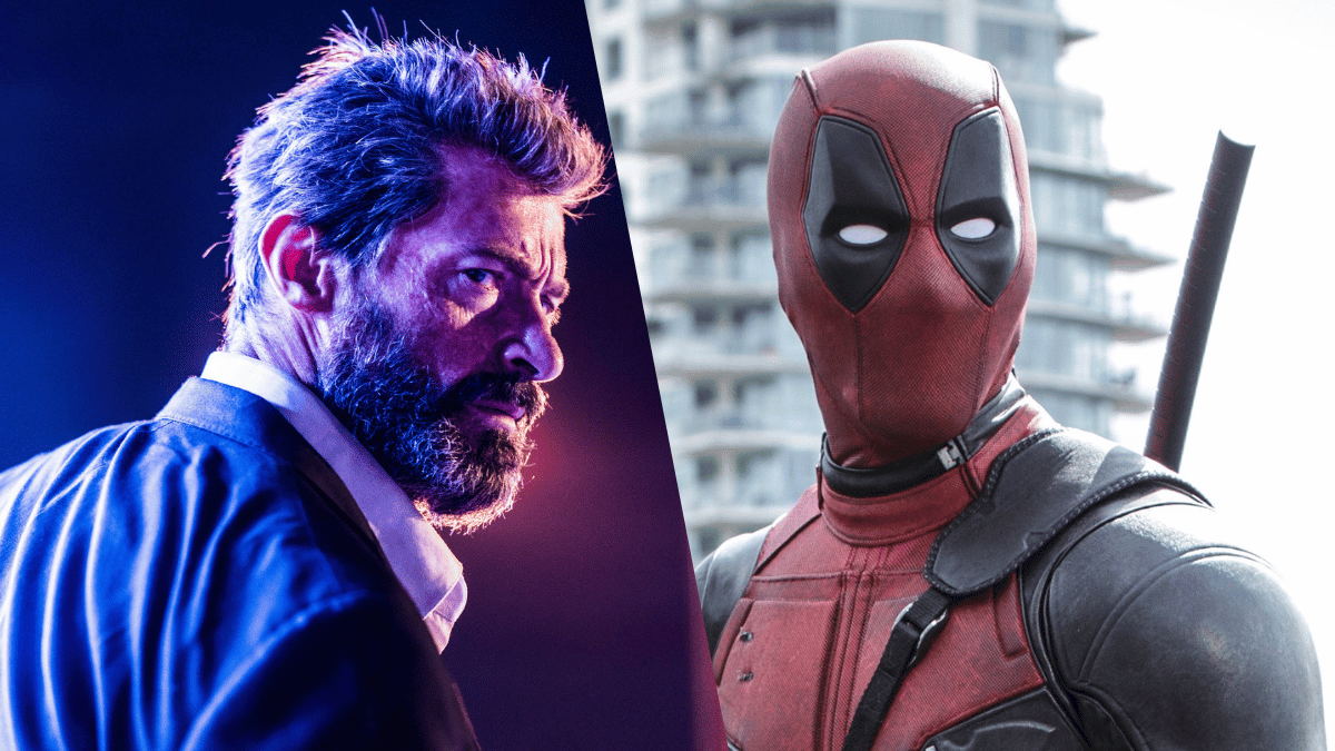 Side-by-side still images of the titular characters from 'Logan' (2017) and 'Deadpool (2016).
