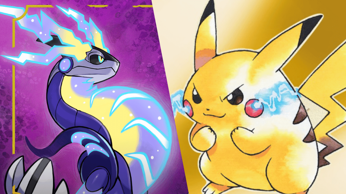 Box art for 'Pokemon Violet' and 'Pokemon Yellow' side-by-side