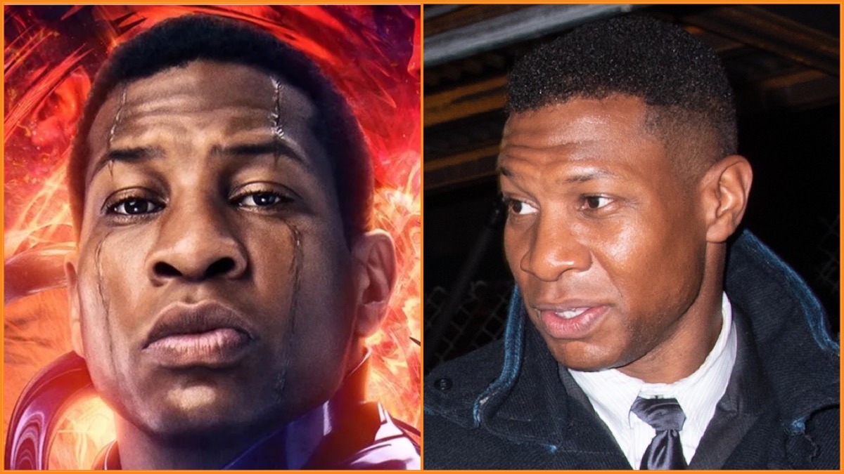 Kang the Conqueror Quantumania poster/Jonathan Majors steps out of a car