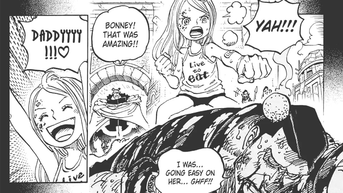 Kuma and Bonney in a flashback from the One Piece Egghead arc