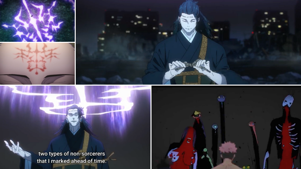   Montagem de capturas de tela da 2ª temporada de Jujutsu Kaisen