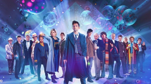 Doctor Who promotional image featuring every Doctor to celebrate the show's 60th anniversary in 2023.