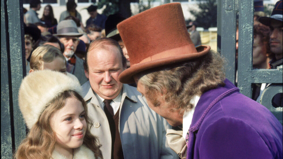 Julia Dawn Cole, Roy Kinnear, and Gene Wilder in 'Willy Wonka and the Chocolate Factory'