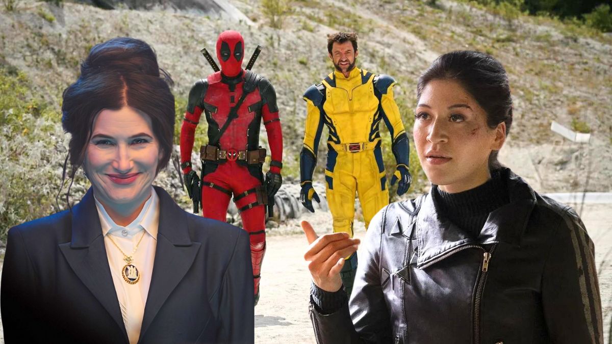 Agatha Harkness and Echo superimposed over a Deadpool 3 promo image featuring Deadpool and Wolverine