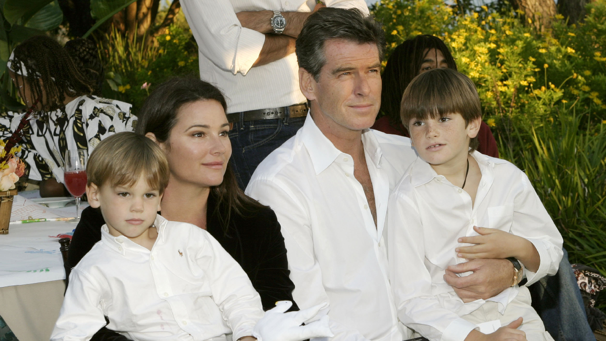 Pierce Brosnan, wife Keely and children Paris and Dylan 