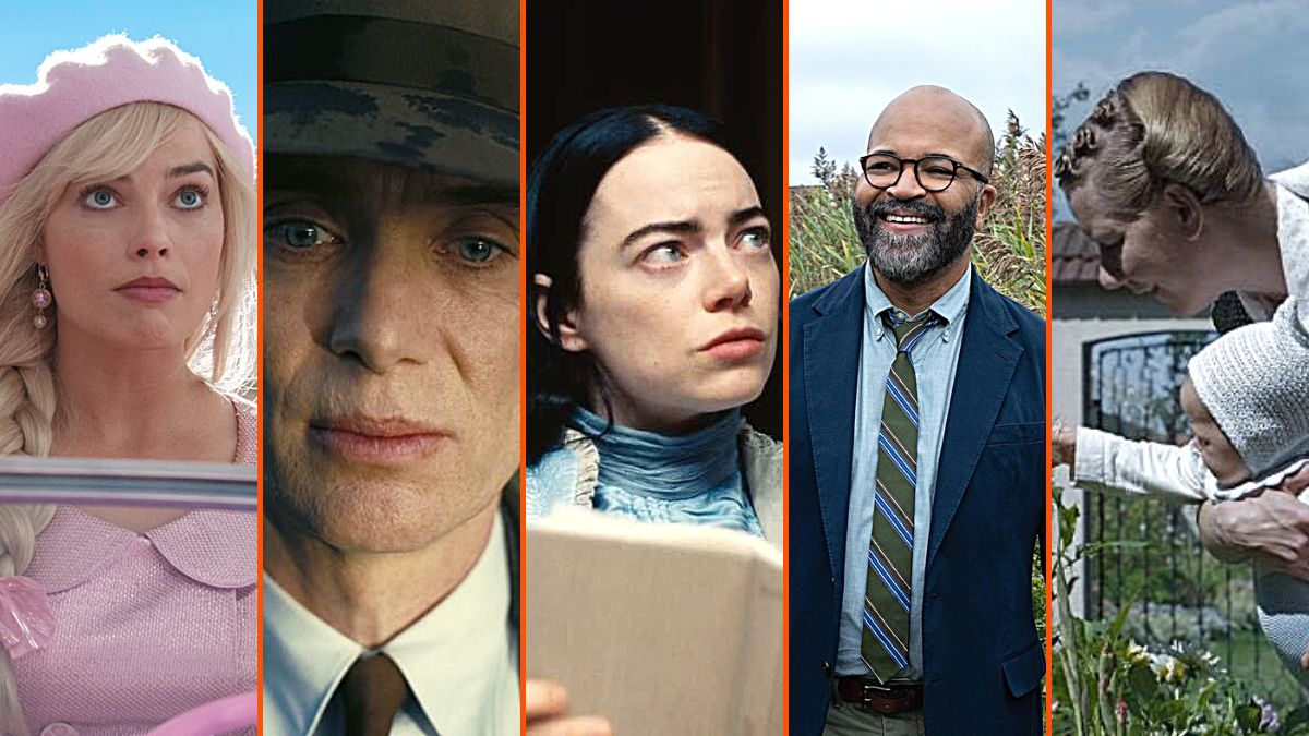 Photo montage of the nominees for 2024 Oscars Best Adapted Screenplay, 'Barbie', 'Oppenheimer', 'Poor Things', 'American Fiction', and 'The Zone of Interest'.