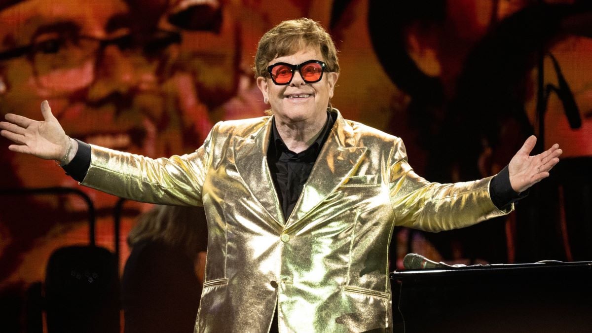 Sir Elton John performs on The Pyramid Stage at Day 5 of Glastonbury Festival 2023 on June 25, 2023 in Glastonbury, England. (Photo by Harry Durrant/Getty Images)