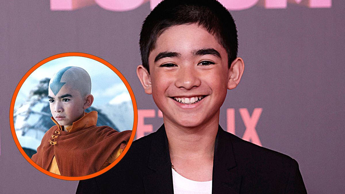 Photo montage of Gordon Cormier attending Netflix's Tudum: A Global Fan Event in June 2023 and in costume playing Aang in the streamer's 'Avatar: The Last Airbender'.