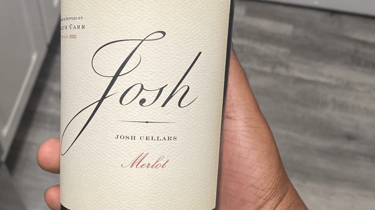 Close-up of a bottle of Josh Wine