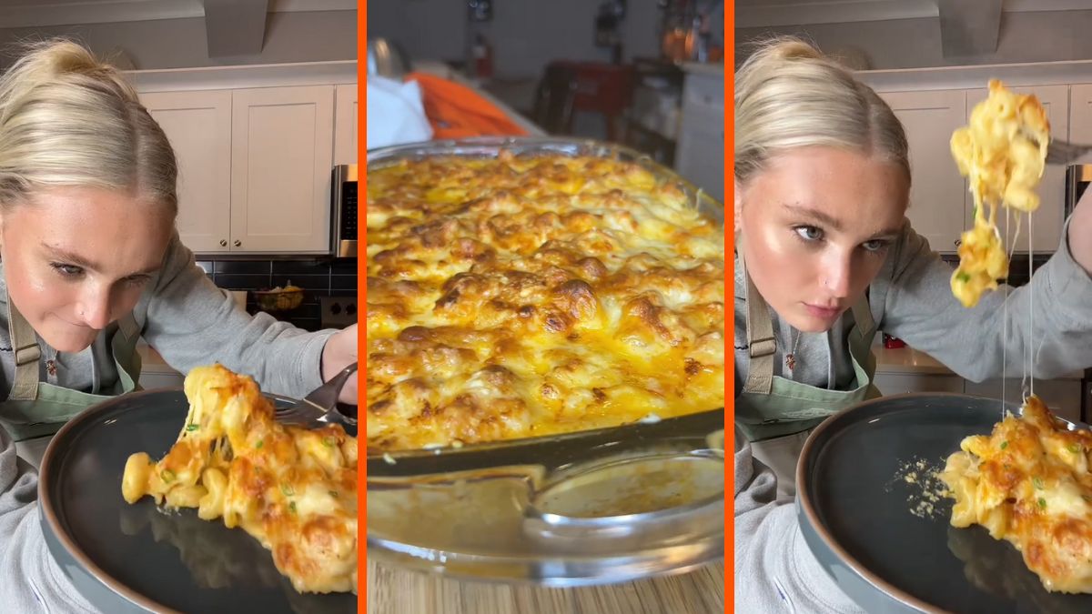 Screenshots of the viral mac and cheese recipe on Tiktok created by Tini