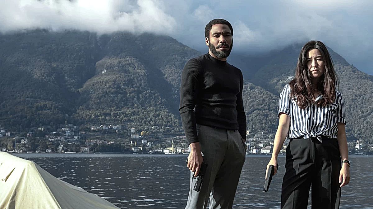 Donald Glover as John Smith and Maya Erskine as Jane Smith in Prime Video's 'Mr and Mrs. Smith'.