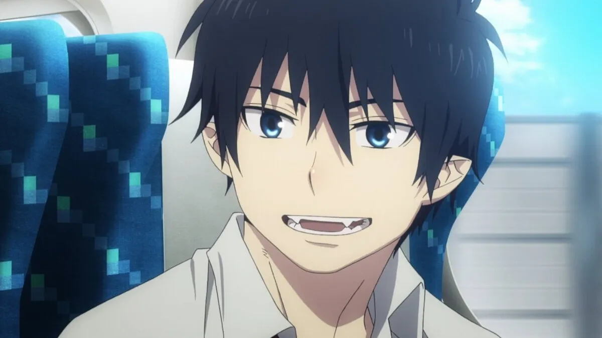 Rin Okumura smiling in season 2 of 'Blue Exorcist'.