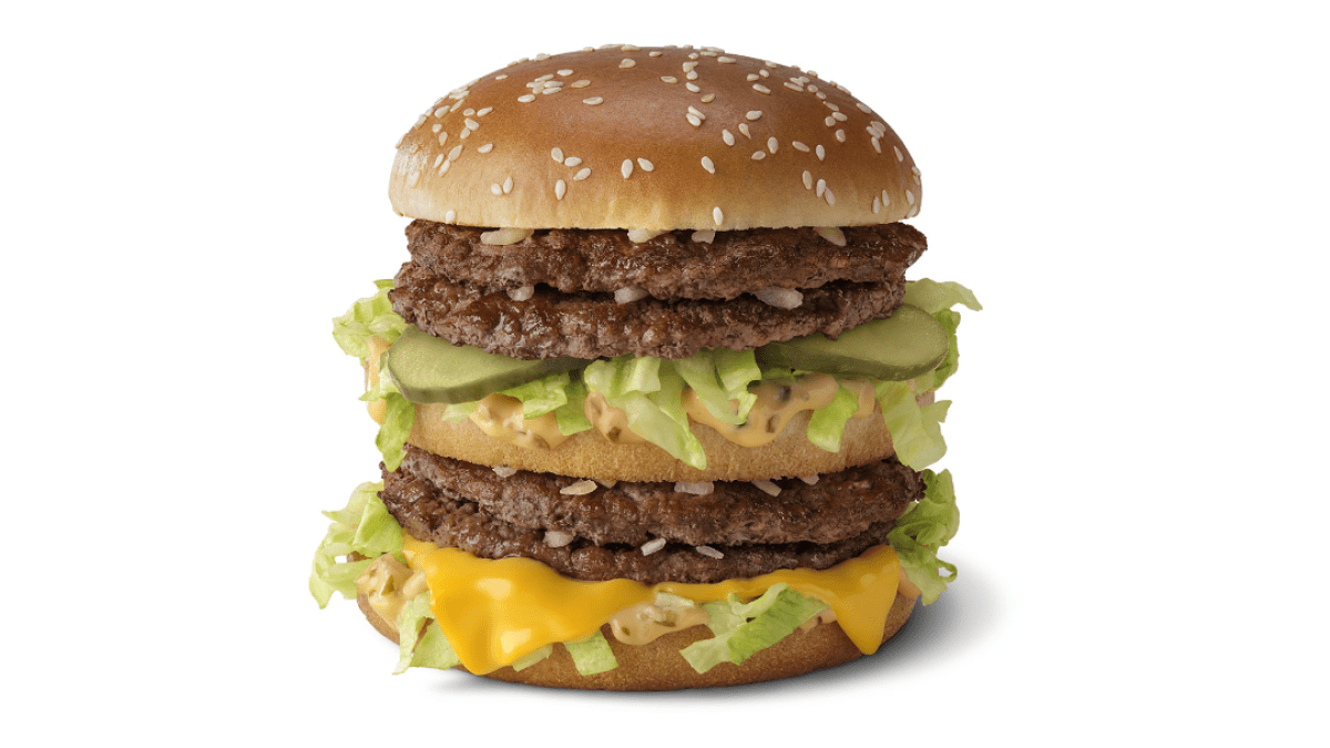 A Double Big Mac on a white background.