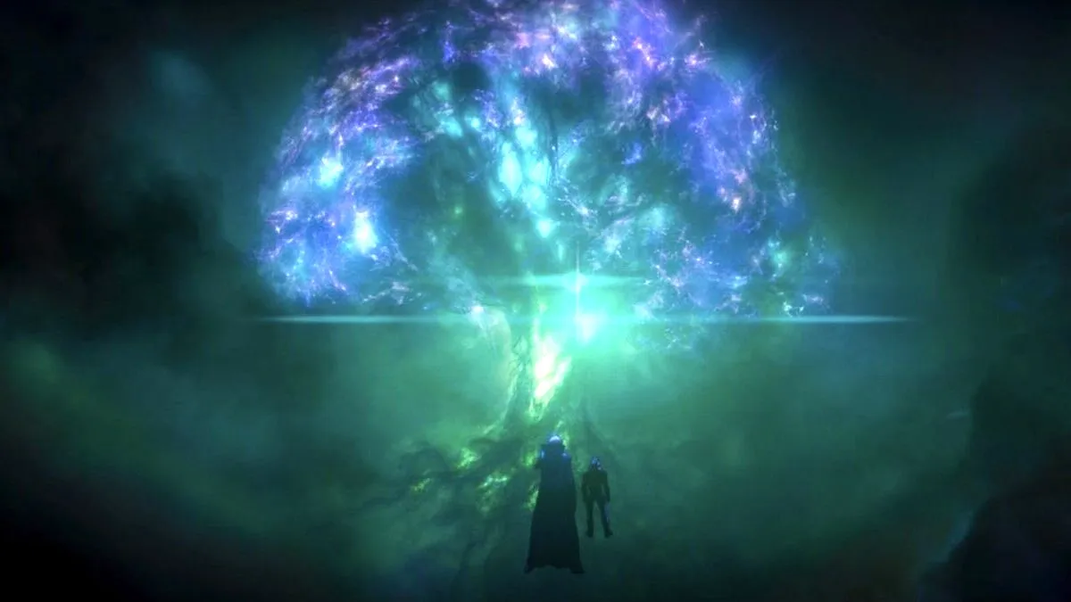 The Watcher and Captain Carter stand before Yggdrasil from Loki season 2