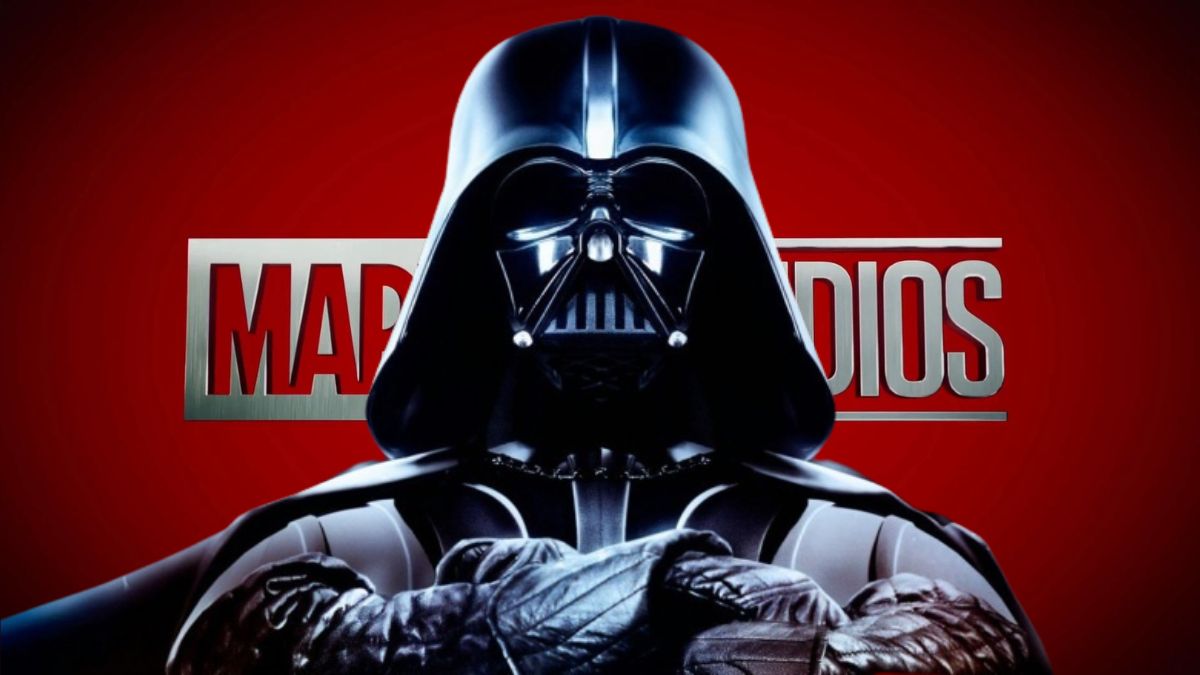 Darth Vader superimposed over the Marvel Studios logo