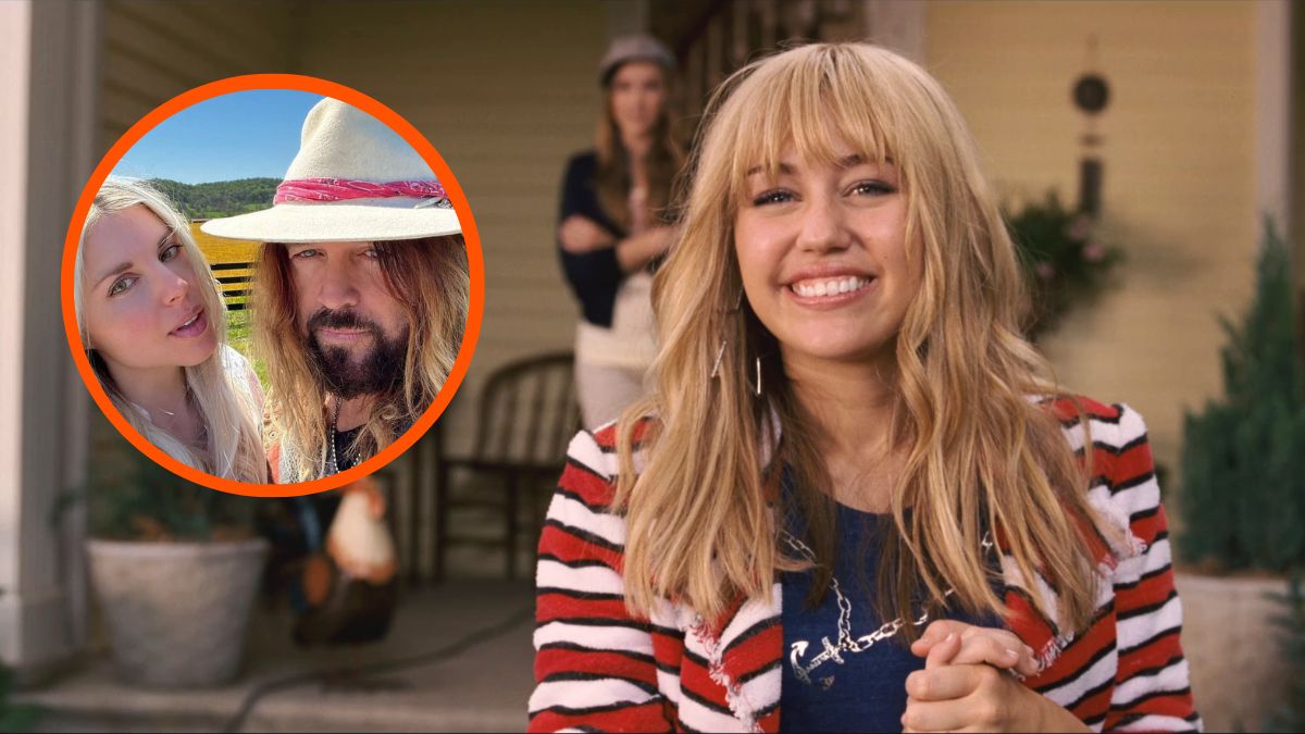 Image of Firerose and Billy Ray Cyrus on top of an image from Hannah Montana: The Movie