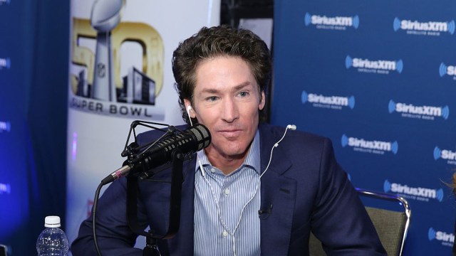 Pastor Joel Osteen visits the SiriusXM set at Super Bowl 50 Radio Row at the Moscone Center on February 5, 2016 in San Francisco, California.