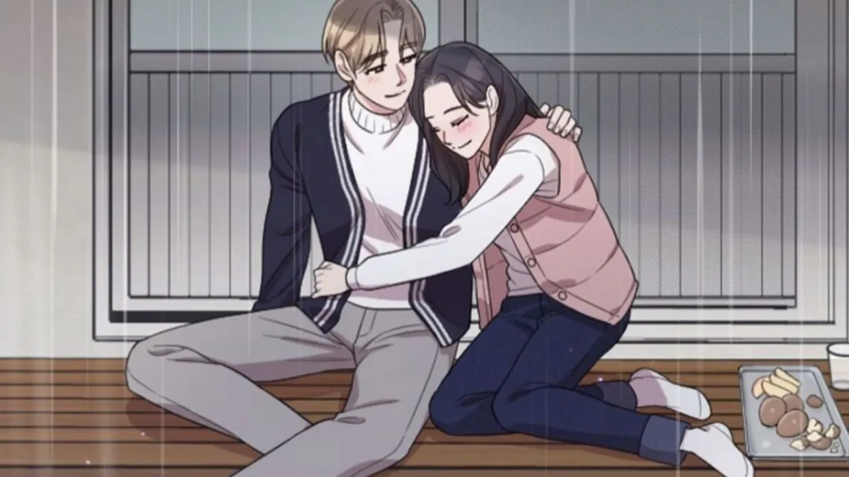 Huiyeon and Eunho hugging in the ending of Marry My Husband webtoon