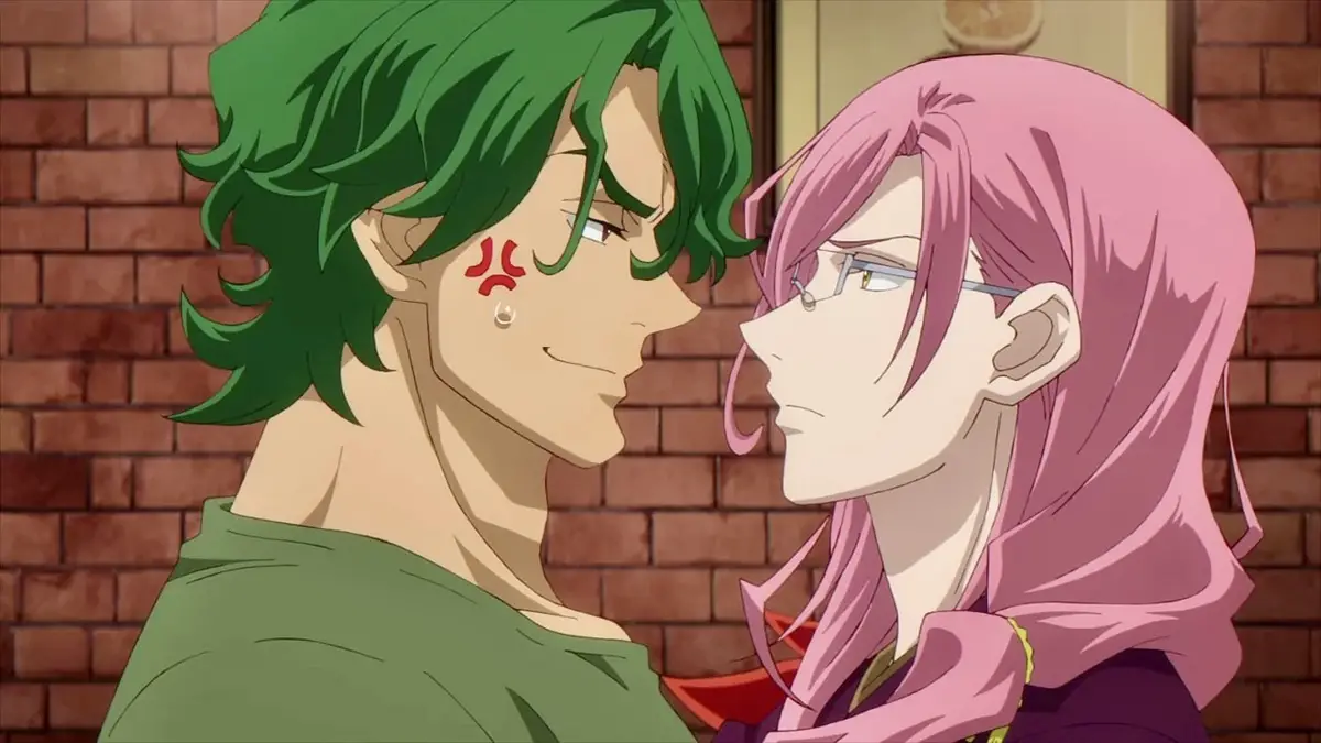Cherry and Joe from the anime ‘SK8 the Infinity’ in a stare down