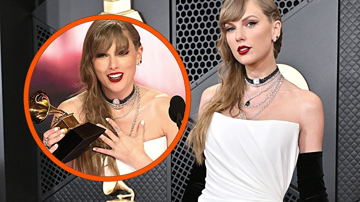 Taylor Swift on the red carpet and on the stage of the 2024 Grammys.