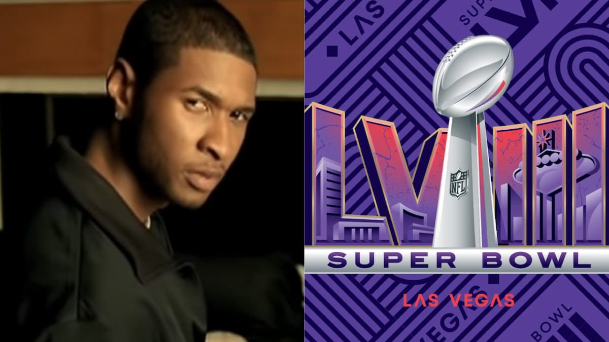 Usher and Super Bowl logo.