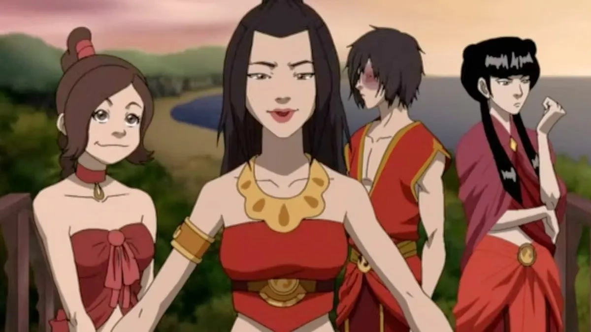 Ty Lee, Azula, Zuko, and Mai attend a beach party in Avatar: The Last Airbender