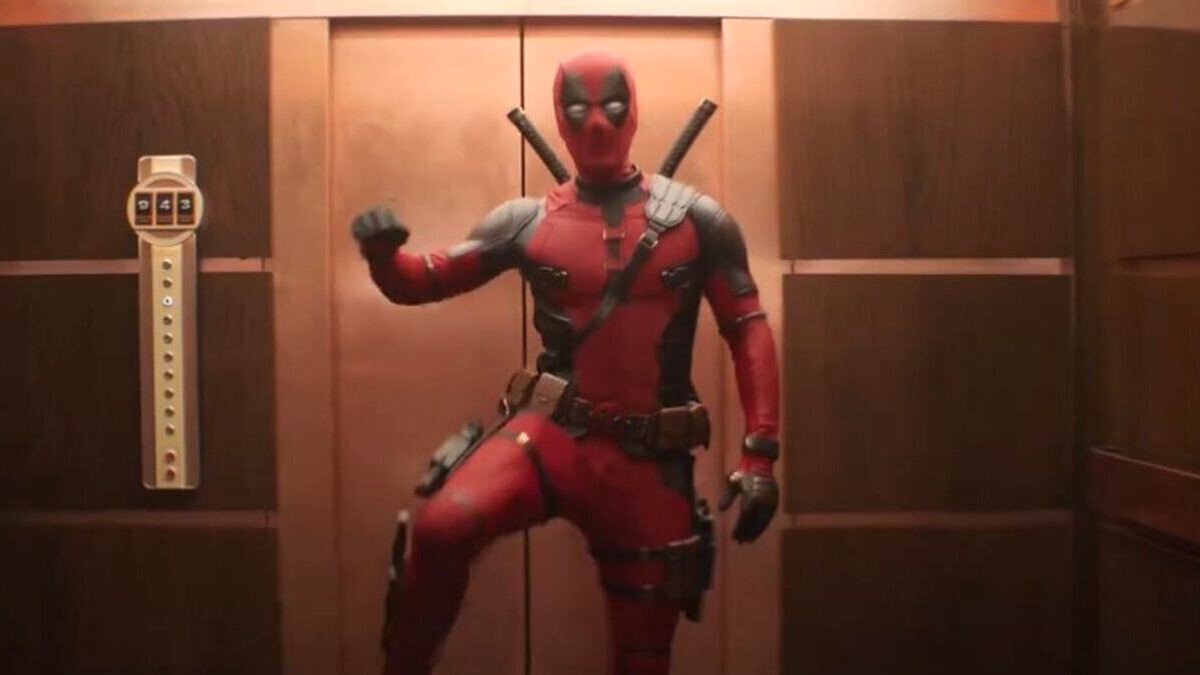 Deadpool slaps his knees in a TVA elevator in the Deadpool & Wolverine trailer
