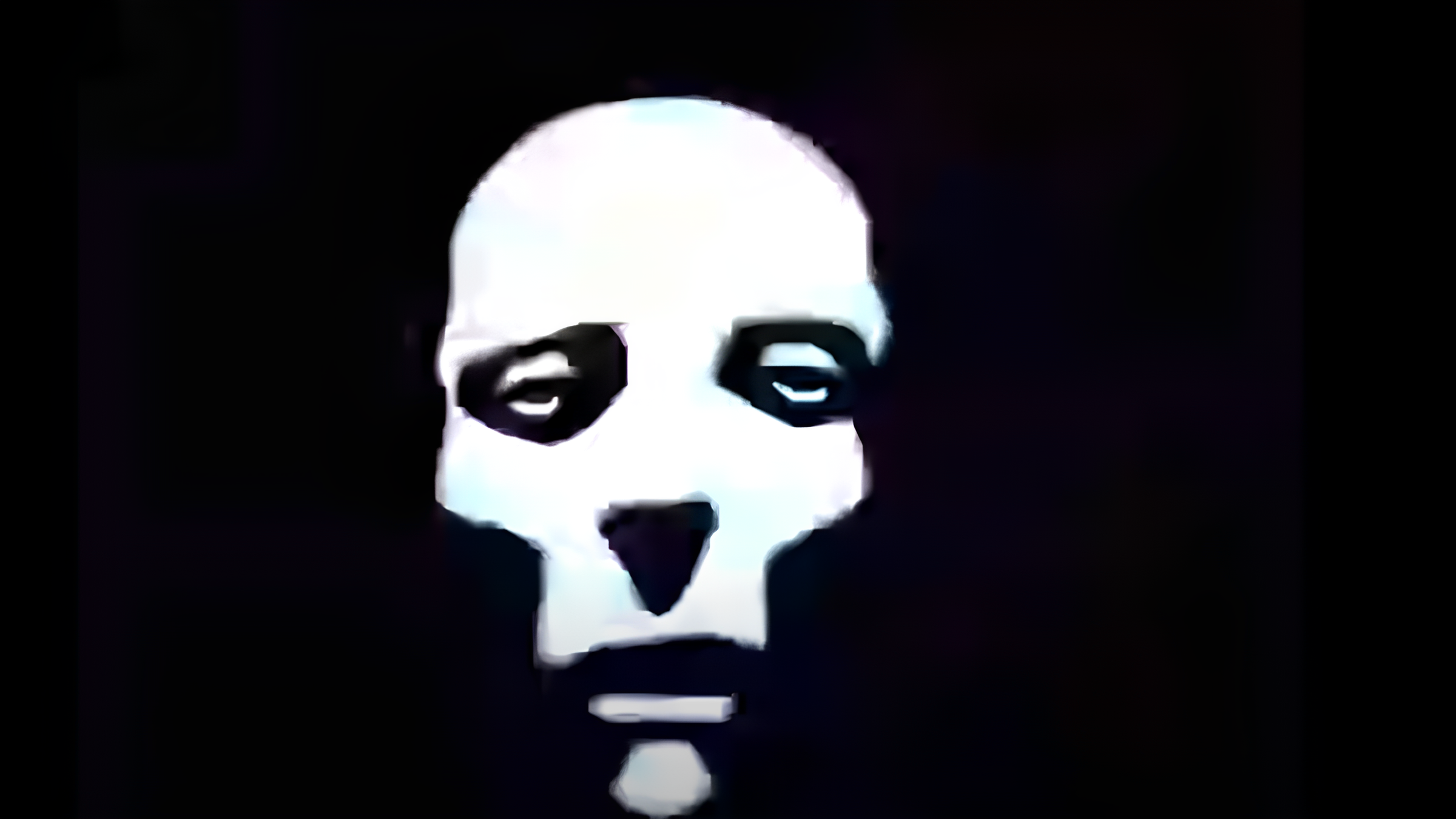 The A.I. Robert Vance - depicted as a mournful white face against a black void - in Batman Beyond